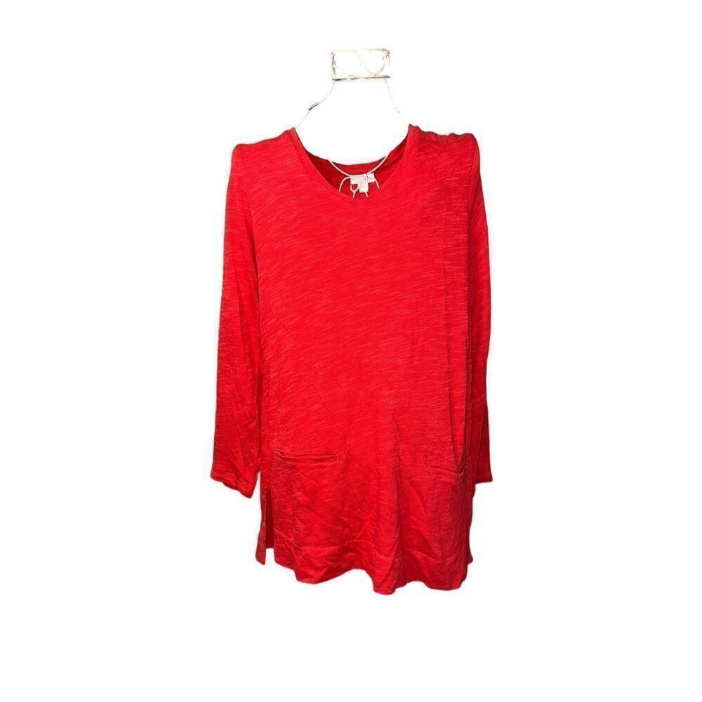 Beautiful women J. Jill pink/red long Tunic top Womens small sweater top blouse